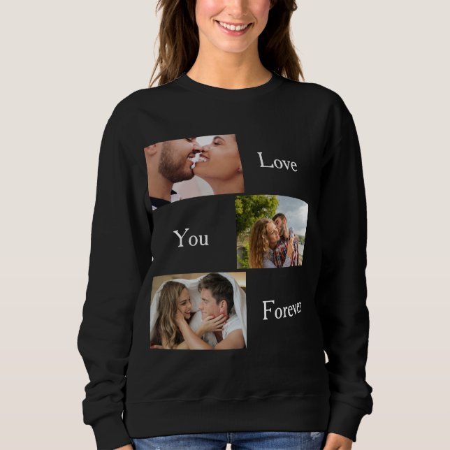 Sweatshirt Love You Forever Custom 3 Photo et nom Couples S (Devant)