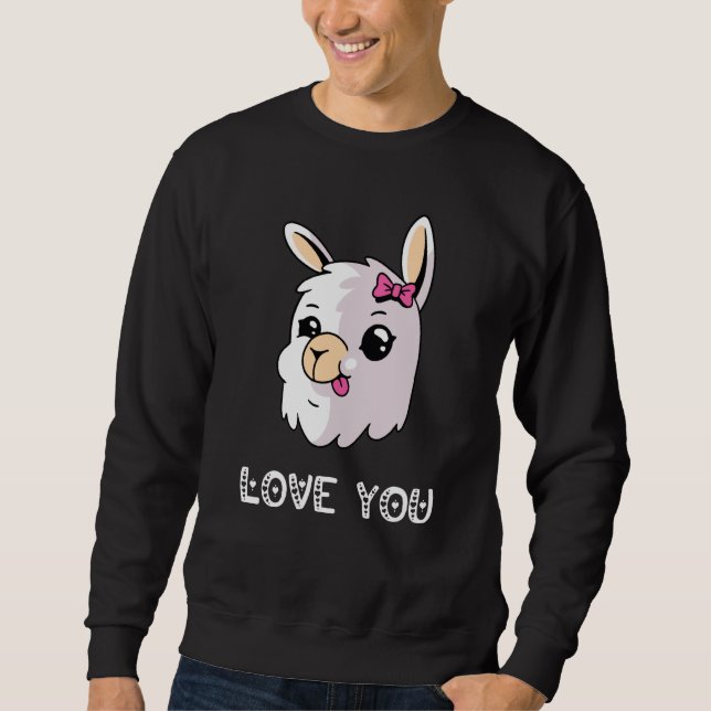 Sweatshirt Love You Llama Valentine's Day Lovely Date Nights  (Devant)