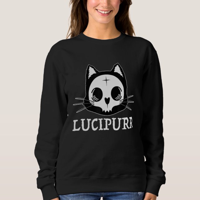 Sweatshirt Lucifer Occult Satanic Cat Lucipurr Antichrist Bap (Devant)