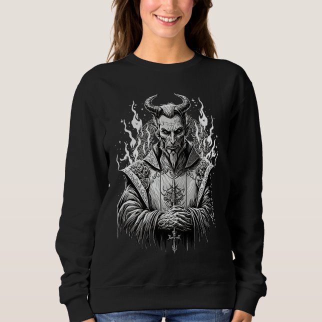 Sweatshirt Lucifer Satan  Occulte Beelzebub Démon (Devant)