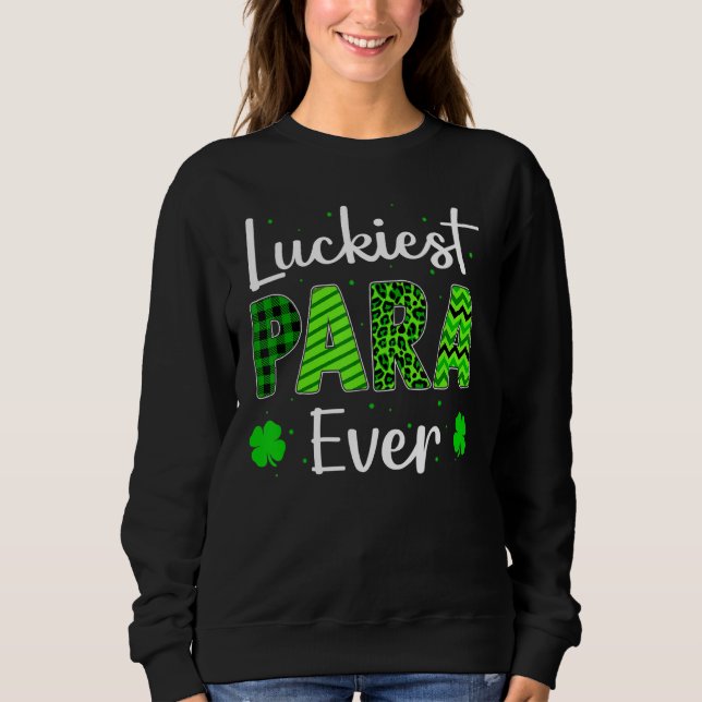 Sweatshirt Luckiest Para jamais Shamrock Lucky Leopard St Pat (Devant)