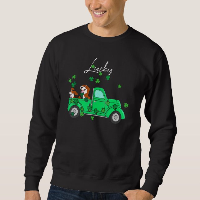 Sweatshirt Lucky Beagle Truck Happy Jour de la Saint Patrick  (Devant)