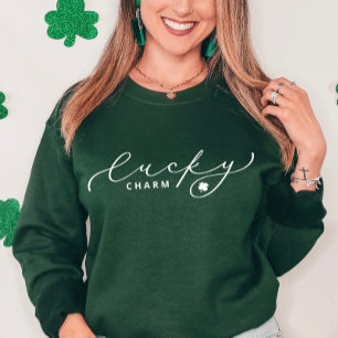 Sweatshirt Lucky Charm St. Patrick's Day Cute White Script