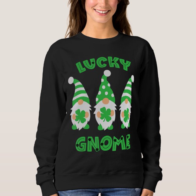 Sweatshirt Lucky Gnome St Patrick S Cute Trois Gnomes Holding (Devant)