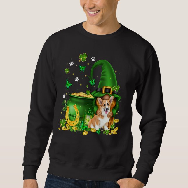 Sweatshirt Lucky Gnome U2013 Gnome Hug Corgi (Devant)