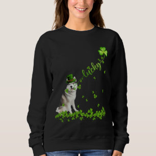 Sweatshirt Lucky Siberian Husky Chien Funny Shamrock St Patri