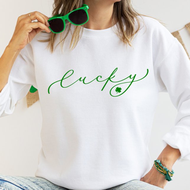 Sweatshirt Lucky St. Patrick's Day Cute Green Script (Créateur téléchargé)