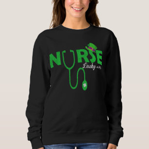 Sweatshirt Lucky trèfle Stethoscope battement de coeur Nurse