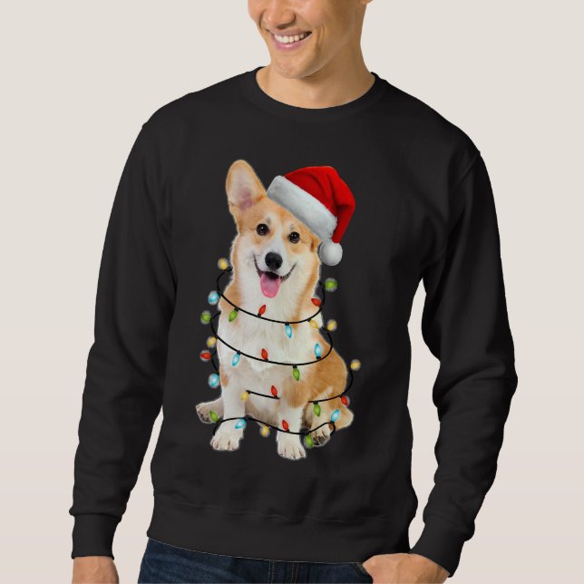 Sweatshirt Lumière de Noël de Chien de Corgi (Devant)