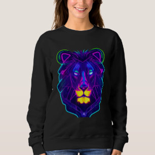 Sweatshirt Lumière néon Cyberpunk Leon Roi animal unique coul