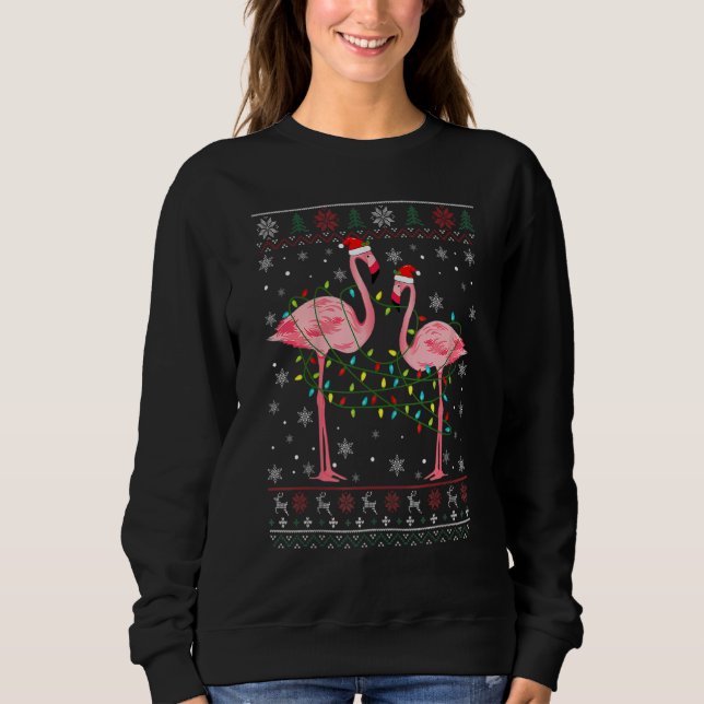Sweatshirt Lumières de flamant rose enchevêtrées dans un pull (Devant)