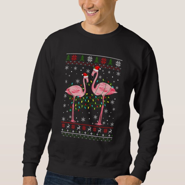 Sweatshirt Lumières de Flamant rose Tangé Doux moche Noël Ani (Devant)