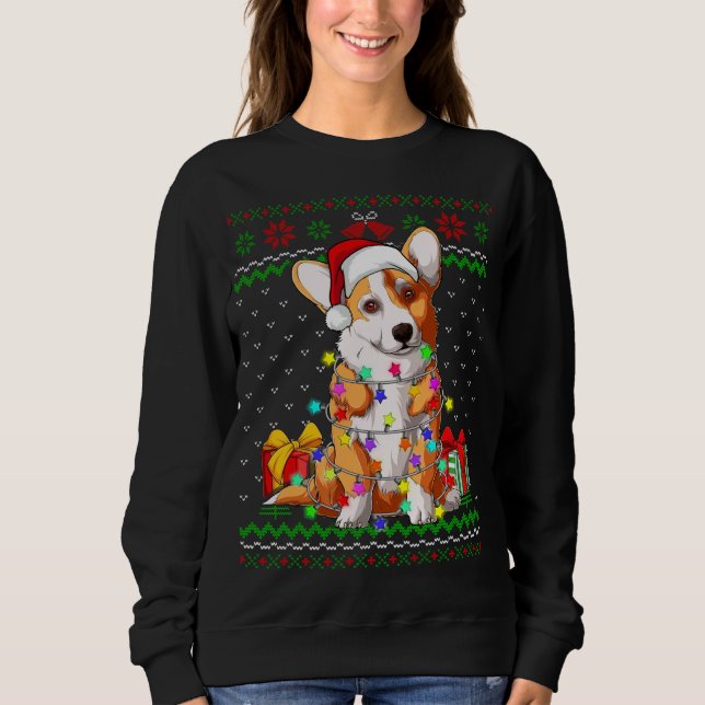 Sweatshirt Lumières de Noël de Pull Démodé Amoureux de Chien  (Devant)