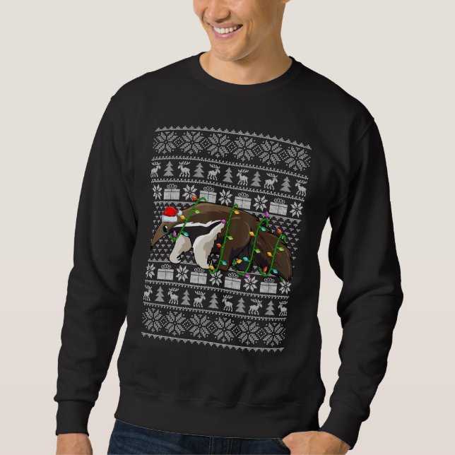 Sweatshirt Lumières de Noël de style pull moche Santa fourmil (Devant)