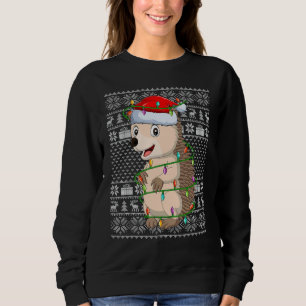 Sweatshirt Lumières de Noël de style pull moche Santa Hérisso