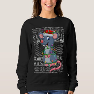 Sweatshirt Lumières de Noël de style pull moche Santa Souris