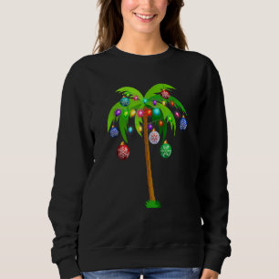 Sweatshirt Lumières de Noël Palm Tree Hawaii Beach Tropical