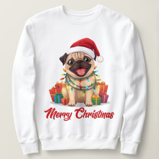 Sweatshirt Lumières de Pug et Délices de Noël