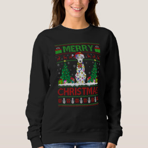 Sweatshirt Lumières de sapin de Noël Santa méchant chien dalm