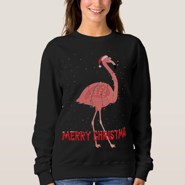 Sweatshirt Lumières des arbres de Noël flamingo (Devant)