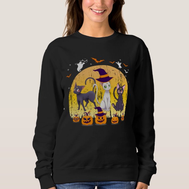 Sweatshirt Luna Cat  Pumpkin Halloween Party trick or treater (Devant)