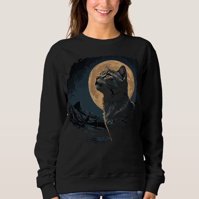Sweatshirt Lune de chat noir vintage (Devant)