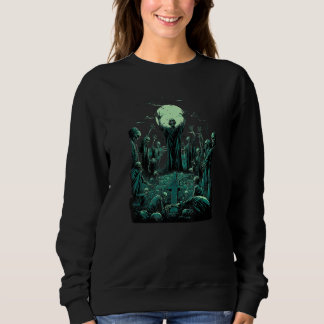 Sweatshirt Lune de cimetière de zombies squelette pour maman