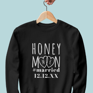 Sweatshirt Lune de miel Coeur Monogramme Hashtag Couple marié