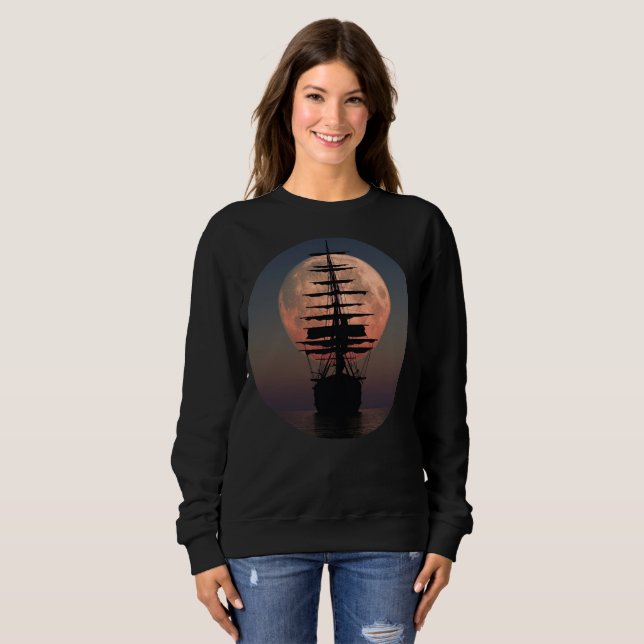 Sweatshirt Lune de pirate de navigation (Devant entier)