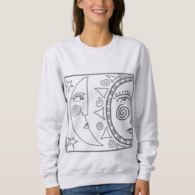 Sweatshirt Lune et soleil Abstrait Wearable Art (Devant)