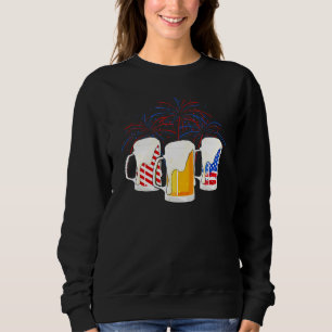 Sweatshirt Lunettes de bière 4 juillet Rouge Blanc Bleu Vin F