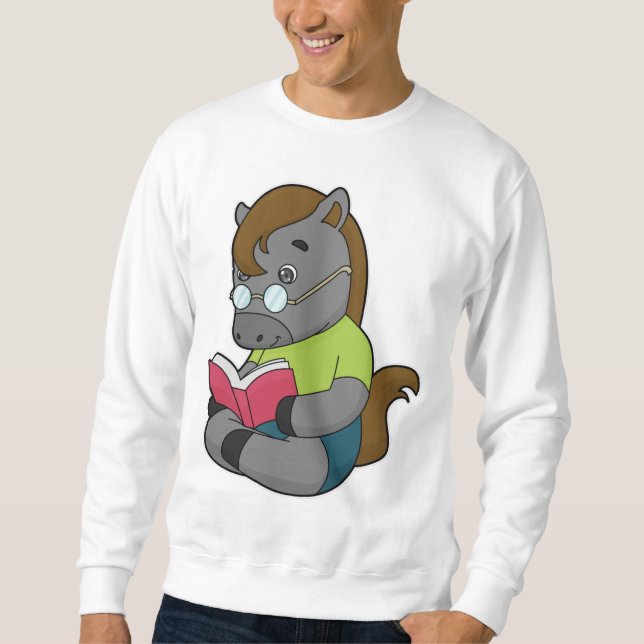 Sweatshirt Lunettes de livre Nerd de cheval (Devant)