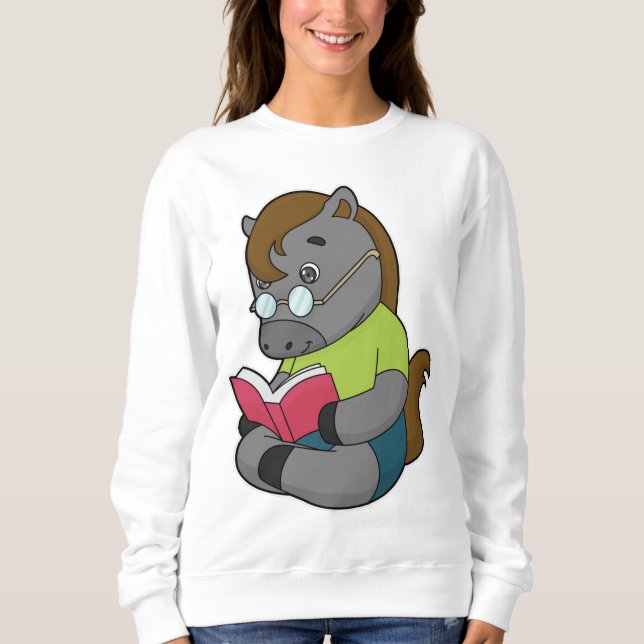 Sweatshirt Lunettes de livre Nerd de cheval (Devant)