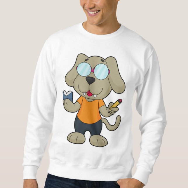Sweatshirt Lunettes de livre Nerd de chien (Devant)