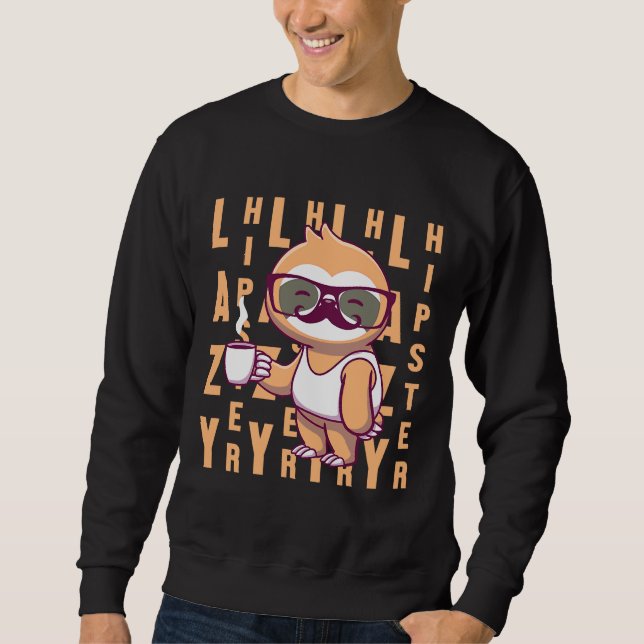 Sweatshirt Lunettes de Mustache de café Hipster (Devant)