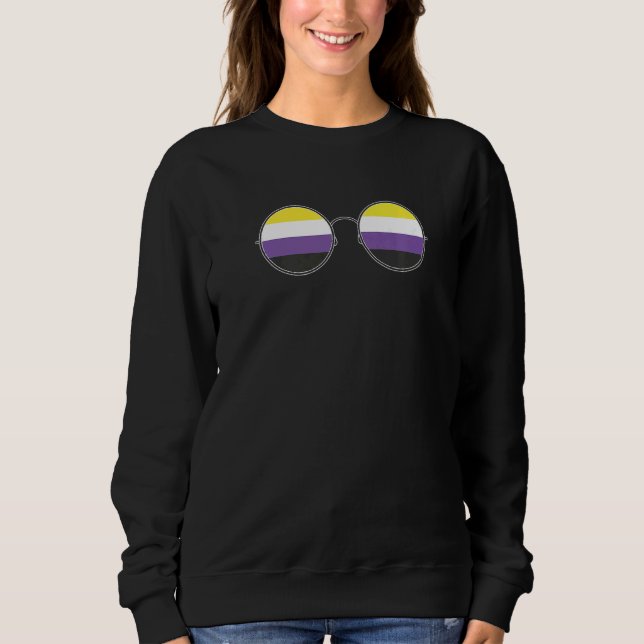 Sweatshirt Lunettes de soleil Agender Queer Lgbt Drapeau non  (Devant)