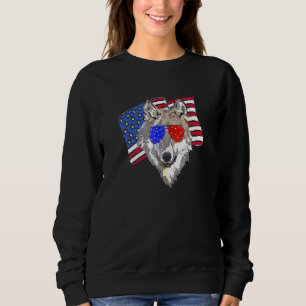 Sweatshirt Lunettes de soleil américaines Wolf 4 juillet Awes