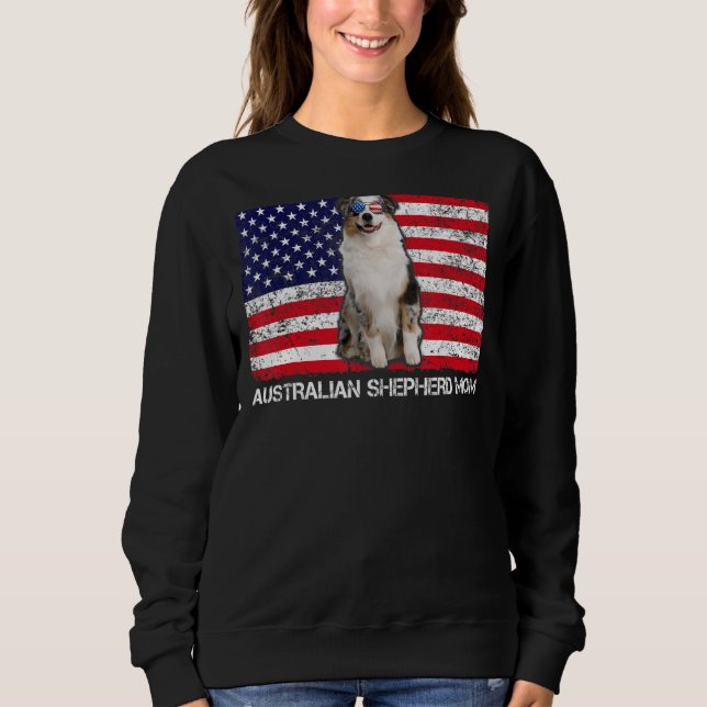Sweatshirt Lunettes de soleil Australian Shepherd Maman Drape (Devant)
