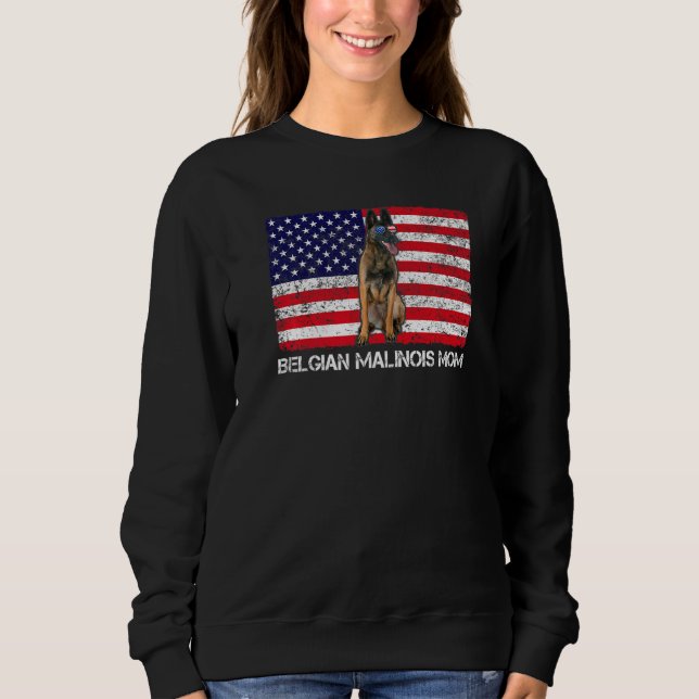 Sweatshirt Lunettes de soleil Belgique Malinois Maman Drapeau (Devant)