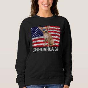 Sweatshirt Lunettes de soleil Chihuahua Papa Drapeau américai