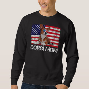 Sweatshirt Lunettes de soleil Corgi Maman Drapeau américain U