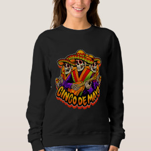 Sweatshirt Lunettes de soleil croisées Crâne Mustache Cinco D
