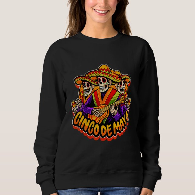 Sweatshirt Lunettes de soleil croisées Crâne Mustache Cinco D (Devant)