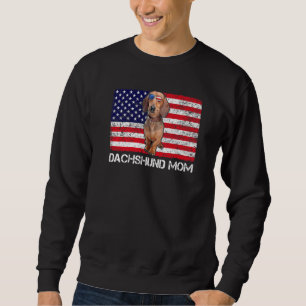 Sweatshirt Lunettes de soleil Dachshund Maman Drapeau América