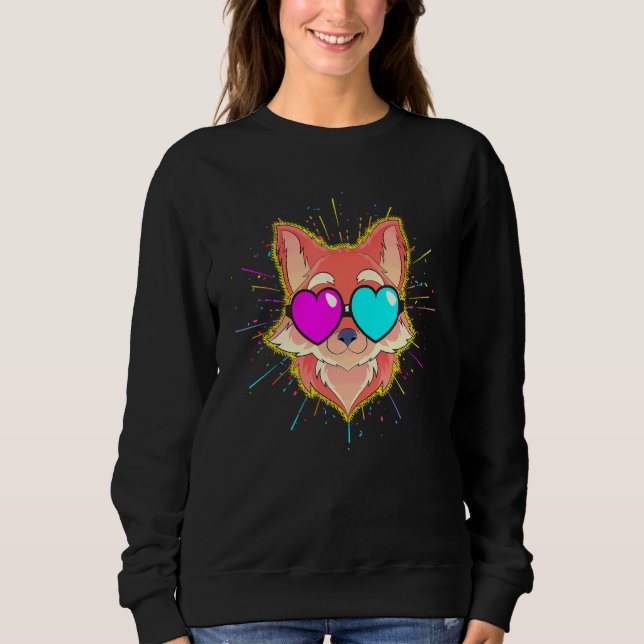 Sweatshirt Lunettes de soleil d'animal de fête cool Renard d' (Devant)