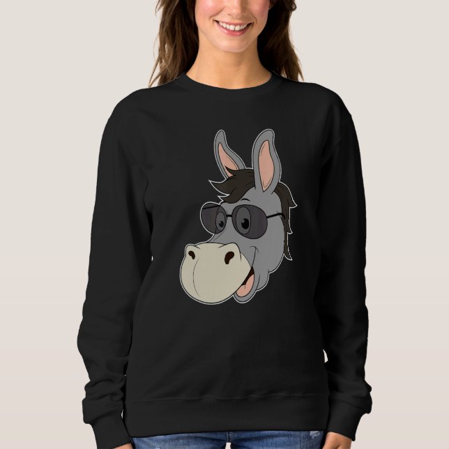 Sweatshirt Lunettes de soleil de tête d'âne Mule Coeur Zoo an (Devant)