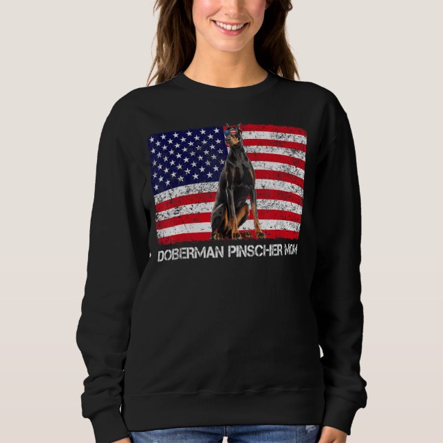 Sweatshirt Lunettes de soleil Doberman Pinscher Maman Drapeau (Devant)