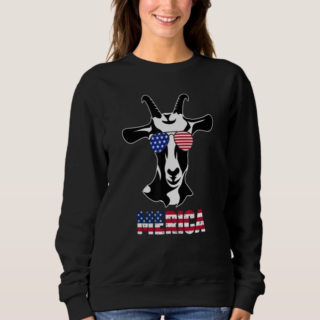 Sweatshirt Lunettes de soleil Drapeau Américain Chèvre Fierté (Devant)