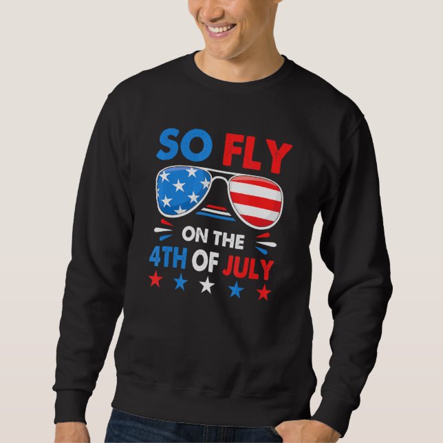 Sweatshirt Lunettes de soleil drapeau américain So Fly 4 juil (Devant)