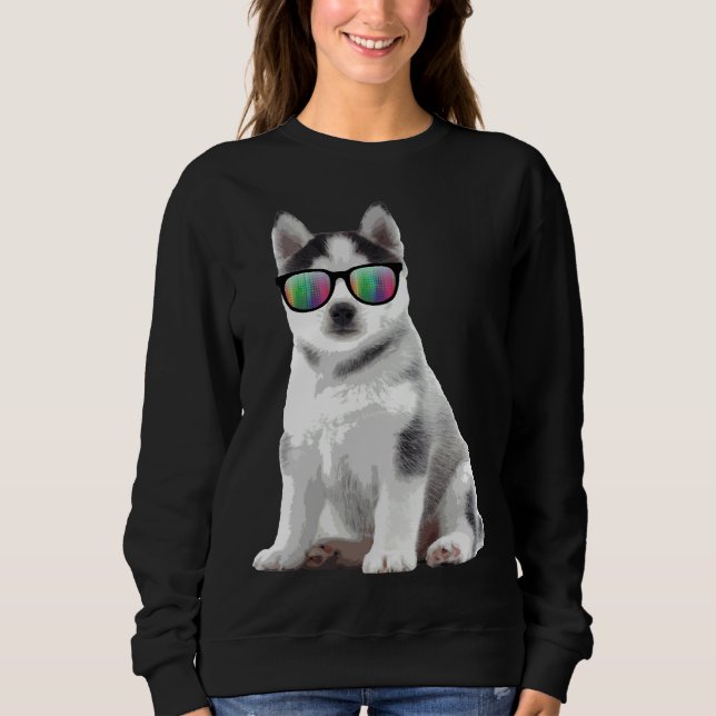 Sweatshirt Lunettes de soleil Husky Chiens Animaux (Devant)